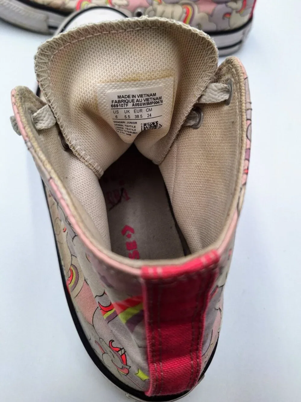 Converse Chuck Taylor Unicorn Castle Pink Purple High Top Sneaker Junior 6